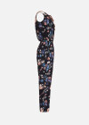 Wholesale Women's Sleeveless Boat Neck Tie Front Allover Floral Print Jumpsuit - Liuhuamall