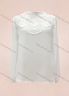 Wholesale Women's Casual Plain Guipure Lace Long Sleeve Blouse - Liuhuamall