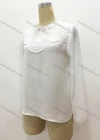 Wholesale Women's Casual Plain Guipure Lace Long Sleeve Blouse - Liuhuamall