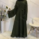 Wholesale Women's Islamic Muslim Bell Sleeve Belted Abaya Robe Dress Dark Green Clothing Wholesale Market Liuhua