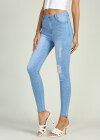Wholesale Women's Casual Distressed Ripped High Waist Stretch Skinny Jeans - Liuhuamall