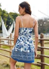 Wholesale Woman's Vintage V Neck Floral Print Cami Dresses - Liuhuamall