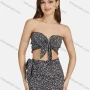 Wholesale Women's Sexy Floral Bow Knot Strapless Crop Top 2-piece Set 28529# preview