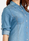 Wholesale Women's Plus Size Casual Button Front Long Sleeve Denim Maxi Shirt Dress - Liuhuamall