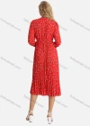 Wholesale Women's Casual Floral Print Wrap Pleated V-Neck Poet Sleeve Midi Dress FL8061# - Liuhuamall