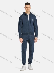 Wholesale Men's Athletic Workout Plain Zip Long Sleeve Zipper Pockets Hoodie & Ankle Length Jogger 2 Piece Sports Set, LIUHUA CLOTHING WHOLESALE
