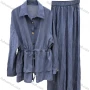 Wholesale Vintage loose waist-cinching shirt with wide-leg culottes. preview