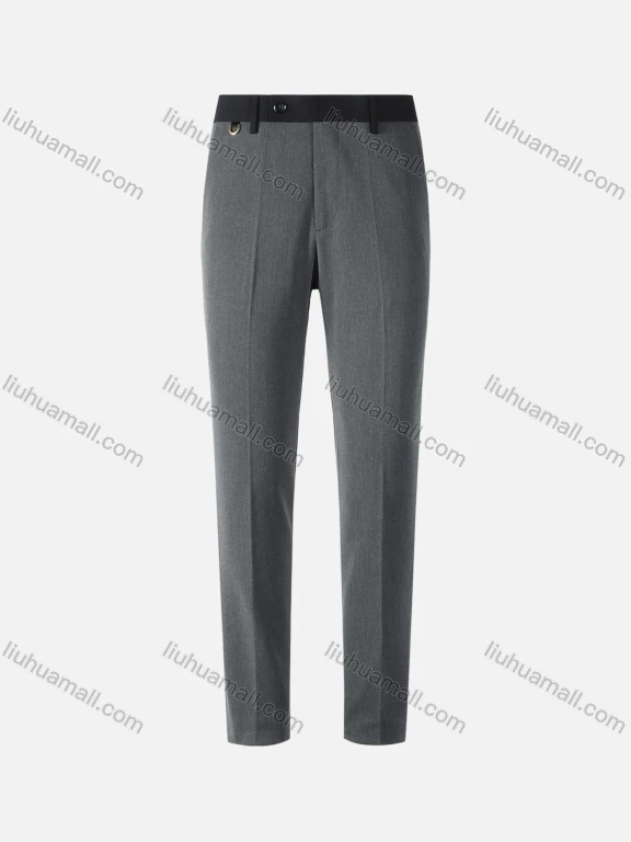 Wholesale Men's Fashion Patch Pocket Splicing Colorblock Contrast Slim Fit Suit Pants G913#