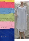 Wholesale Women's Elegant Crew Neck Plain Midi Dress & Cardigan Set - Liuhuamall