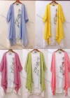 Wholesale Women's Elegant Crew Neck Floral Midi Dress & Cardigan Set - Liuhuamall