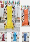 Wholesale Women's Elegant Crew Neck Plain Midi Dress & Floral Print Cardigan Set - Liuhuamall
