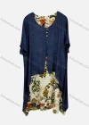 Wholesale Women's Casual Crew Neck Short Sleeve Button Decor Midi Dress - Liuhuamall