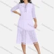 Wholesale Women's Sexy Notched Neck Half Sleeve Guipure Lace Tassel See Through Knee Length Dress 1821# Lavender Clothing Wholesale Market Liuhua