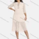 Wholesale Women's Sexy Notched Neck Half Sleeve Guipure Lace Tassel See Through Knee Length Dress 1821# Snow Clothing Wholesale Market Liuhua