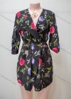 Wholesale Women's Casual Lapel 3/4 Sleeve Short Dress With Belt - Liuhuamall