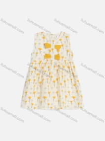 Wholesale Girls Cute Crew Neck Sleeveless Floral Keyhole Back Short Tank Dress 2227#, LIUHUA CLOTHING WHOLESALE