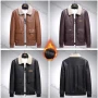 Wholesale Men's Fuzy Collar Flap Pockets Thermal Oversize Leather Jacket 9993# preview