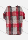 Wholesale Women's Plaid Tie Neck Drop Shoulder Short Sleeve Knit Top - Liuhuamall