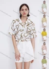 Wholesale Women's Casual Lapel Short Sleeve Floral Print Tie Front Shirt 706882# - Liuhuamall