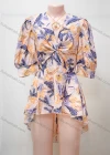 Wholesale Women's Casual Allover Print Half Sleeve Ruffle High Low Hem Short Dress - Liuhuamall