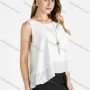 Wholesale Women's Casual Plain Layered Round Neck Ruffle Hem Blouse preview