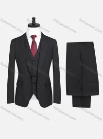 Wholesale Men's Formal Striped One Button Blazer Jacket & Single Breasted Waistcoat & Pants 3 Piece Suit Set 1Y1A9870#, LIUHUA CLOTHING WHOLESALE