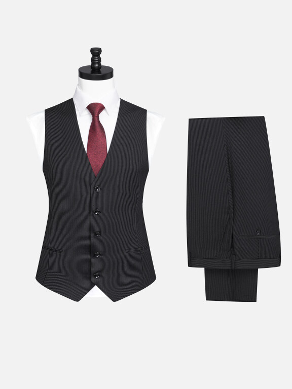 Men's Formal Striped Single Breasted Waistcoat & Pants 2 Piece Suit Set 1Y1A9871#, Clothing Wholesale Market -LIUHUA, 