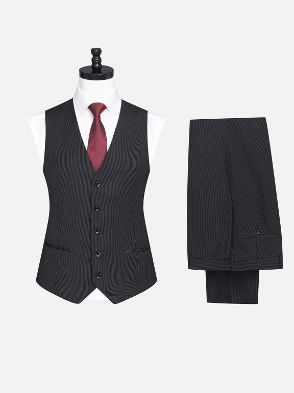 Men's Formal Striped Single Breasted Waistcoat & Pants 2 Piece Suit Set 1Y1A9876#, Clothing Wholesale Market -LIUHUA, Men, Men-s-Suits-Blazers, Men-s-Suit-Sets