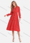 Wholesale Women's Casual Floral Print Wrap Pleated V-Neck Poet Sleeve Midi Dress FL8061# - Liuhuamall