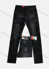 Wholesale Men's Button Zipper Pockets Frayed Labelled Plain Casual Jean 8630# - Liuhuamall