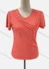 Wholesale Women's Casual V Neck Short Sleeve Beaded Blouse - Liuhuamall