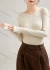 Wholesale Women's Casual Plain Round Neck Long Sleeve Top 040# - Liuhuamall