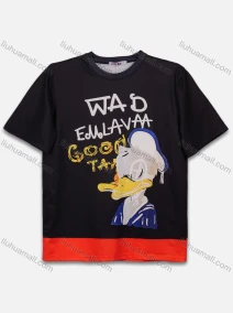 Wholesale Men's Casual Letter Graphic Splicing Round Neck Short Sleeve T-Shirt, LIUHUA CLOTHING WHOLESALE