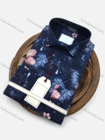 Wholesale Men's Vacation Slim Fit Shirt Collar Long Sleeve Tropical Print Shirt, LIUHUA CLOTHING WHOLESALE