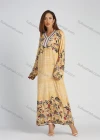 Wholesale Women's Botanic Print Extra Long Sleeve Maxi Kaftan - Liuhuamall