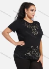 Wholesale Women's Elegant Round Neck Floral Sequin Embroidery Short Sleeve T-Shirt - Liuhuamall