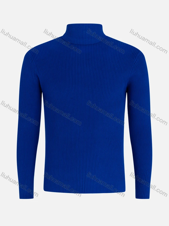 Wholesale Men's Casual Long Sleeve Texture Knit High Neck Plain Sweater