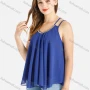 Wholesale Women's Casual Metal Decor Ruched Chiffon Cami Top preview