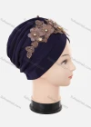 Wholesale Women's Casual Rhinestone Flower Appliques Ruched Headwrap Hat - Liuhuamall