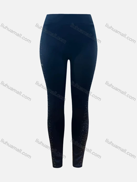 Wholesale Women's Casual High Waist Stretchy Rhinestone Ankle Length Leggings