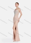 Wholesale Women's Sexy Spaghetti Strap Split Thigh Rhinestone Plain Maxi Evening Dress - Liuhuamall