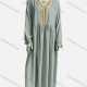 Wholesale Women's Vintage V Neck Long Sleeve Embroidery Trim Maxi Dress 13# Clothing Wholesale Market Liuhua