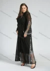 Wholesale Women's Elegant Bell Sleeve Belted Sequin Translucent Cover Up Cardigan With Scarf - Liuhuamall