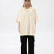 Men's Fashion 100%Cotton Letter Round Neck Short Sleeve Unisex Drop Shoulder T-shirts Apricot Clothing Wholesale Market -LIUHUA