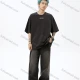 Wholesale Men's Fashion 100%Cotton Letter Round Neck Short Sleeve Unisex Drop Shoulder T-shirts Dark Gray Clothing Wholesale Market Liuhua