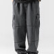 Men's Casual Distressed Washed Plain Flap Pockets Elastic Waist Drawstring Cargo Long Pant Black Clothing Wholesale Market -LIUHUA