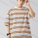 Wholesale Men's Fashion Striped Round Neck Short Sleeve Unisex Drop Shoulder T-shirts Orange Guangzhou Clothing Wholesale Market & Suppliers -LIUHUAMALL