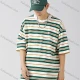 Wholesale Men's Fashion Striped Round Neck Short Sleeve Unisex Drop Shoulder T-shirts Green Guangzhou Clothing Wholesale Market & Suppliers -LIUHUAMALL