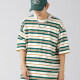 Men's Fashion Striped Round Neck Short Sleeve Unisex Drop Shoulder T-shirts Green Clothing Wholesale Market -LIUHUA