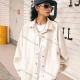 Wholesale Unisex Fashion 100%Cotton Collared Plain Button Down Patch Pocket Long Sleeve Overshirt White Clothing Wholesale Market Liuhua